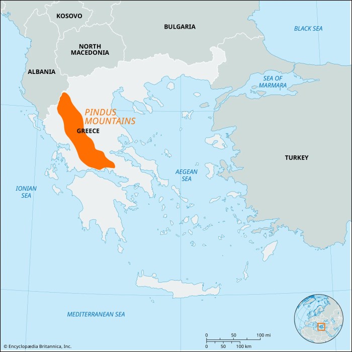 Map of ancient greece pindus mountains