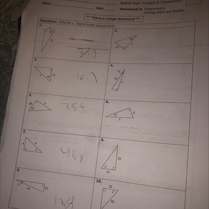 Unit 8 right triangles and trigonometry homework 1 answer key