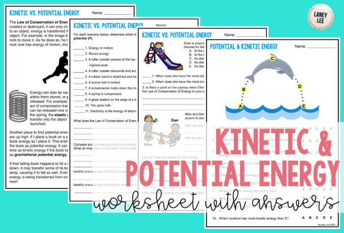 Worksheet kinetic and potential energy problems