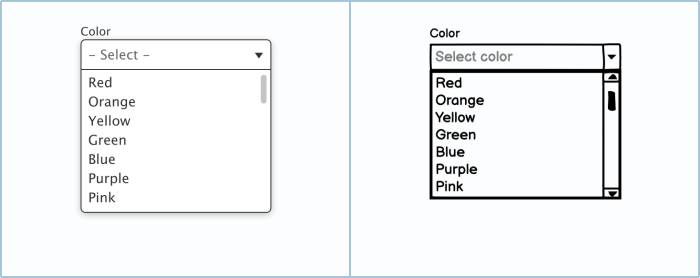 Dropdown menus balsamiq